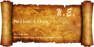 Melles Eliza névjegykártya